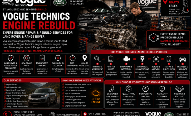 Vogue Technics Engine Rebuild in Grays — Land Rover & Range Rover Engine Experts