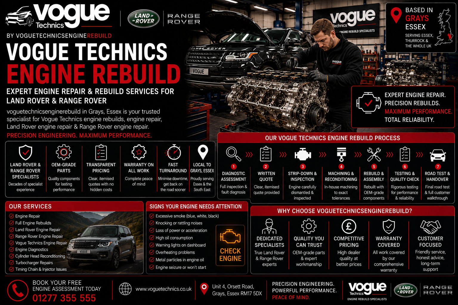 Vogue Technics Engine Rebuild in Grays — Land Rover & Range Rover Engine Experts