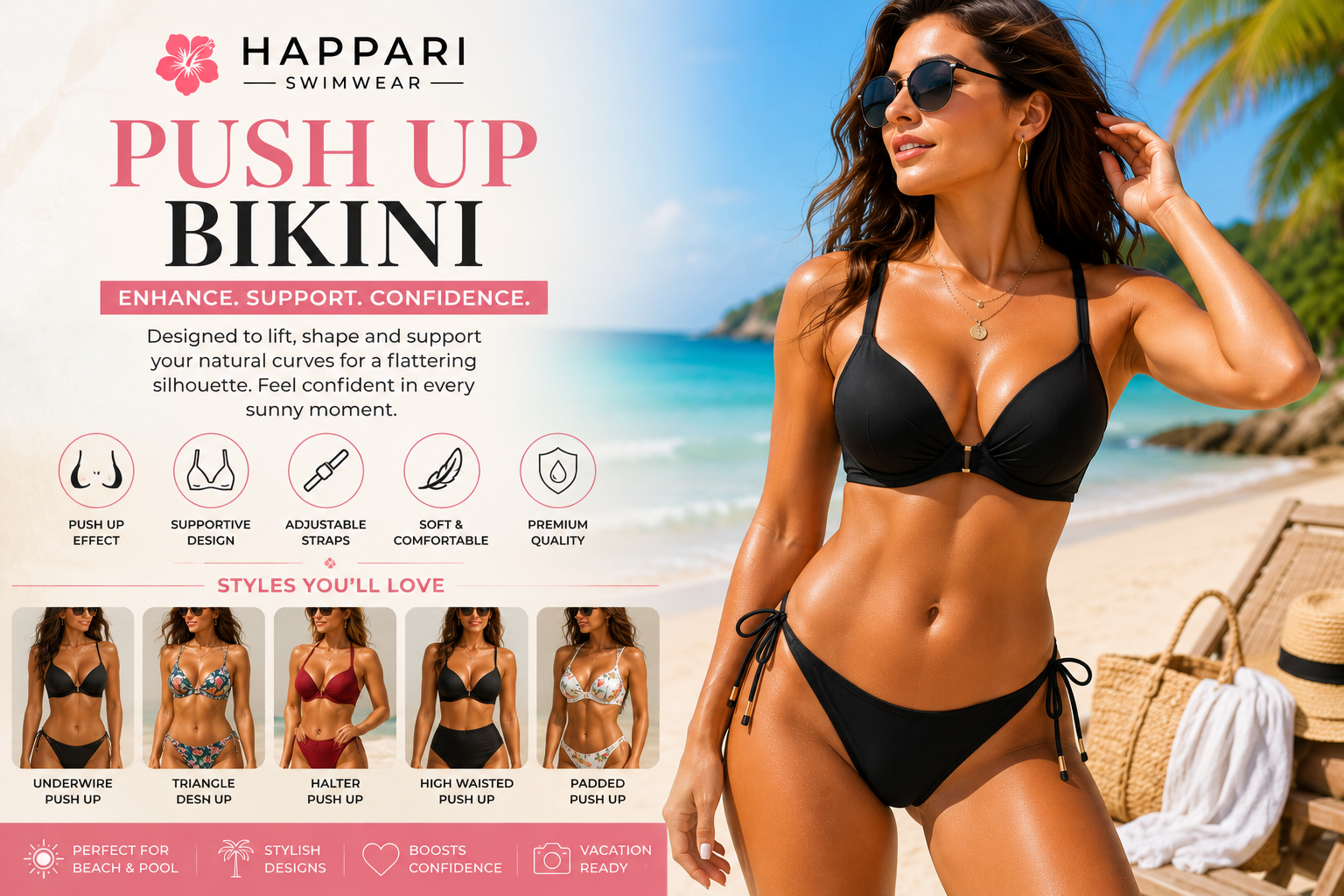 Push Up Bikini | Stylish Push Up Bikini Sets for Women | Happari