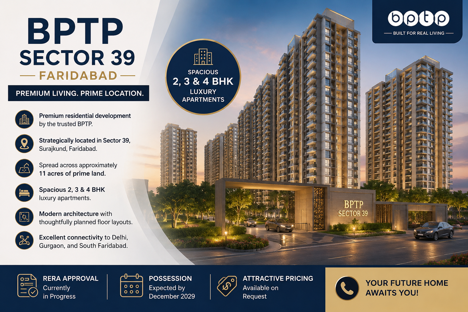 BPTP Sector 39 Surajkund | Premium 2, 3 & 4 BHK Family Residences