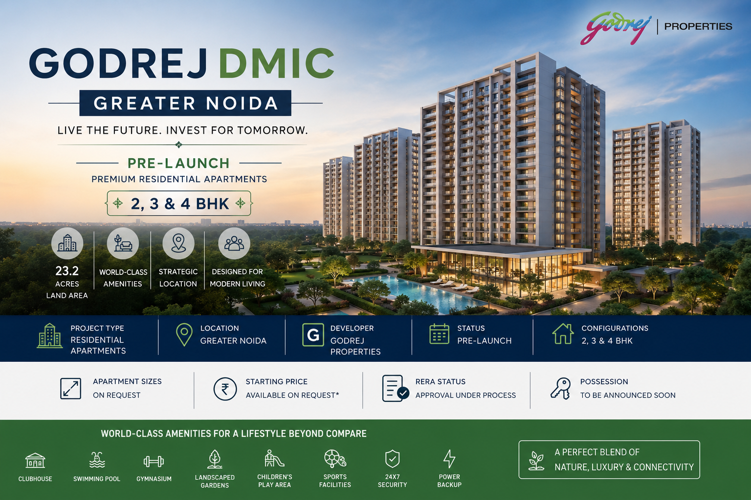 Godrej DMIC Greater Noida | Contemporary Residences with Spacious 2, 3 & 4 BHK Layouts